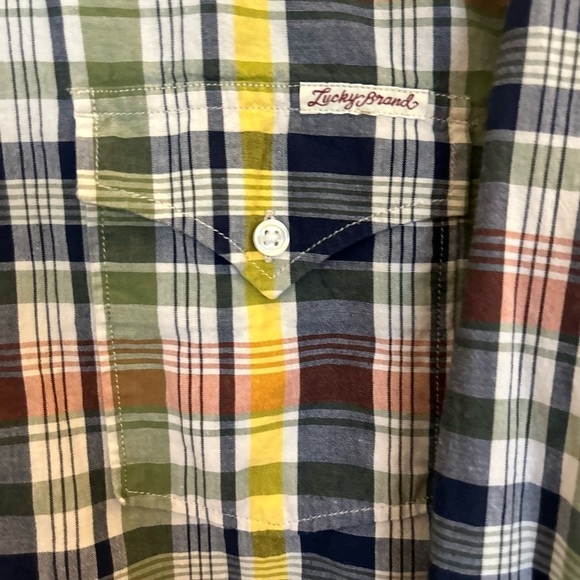 Lucky Brand Mens Medium Plaid Button Front
Long Sleeve Pocket Blue Yellow - Picture 4 of 9
